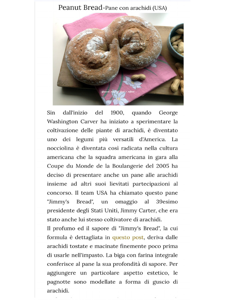 Ricetta Pane Peanut Bread Pane Con Arachidi (USA) | PDF