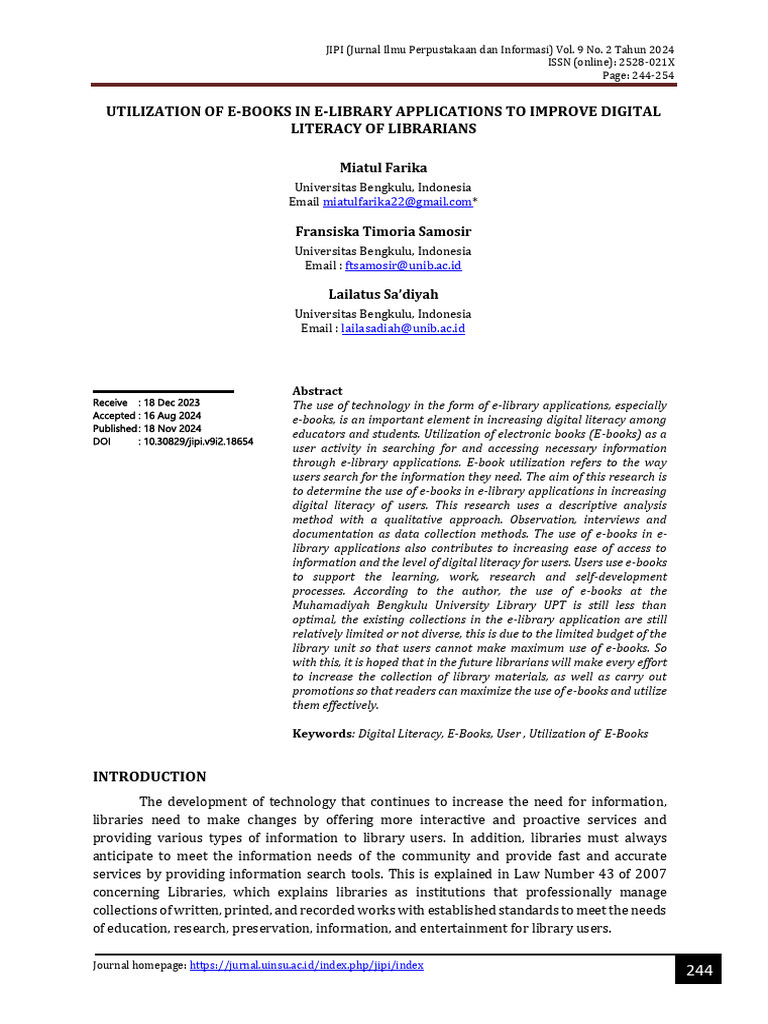 E-Book Utilization for Digital Literacy | PDF | World Wide Web ...