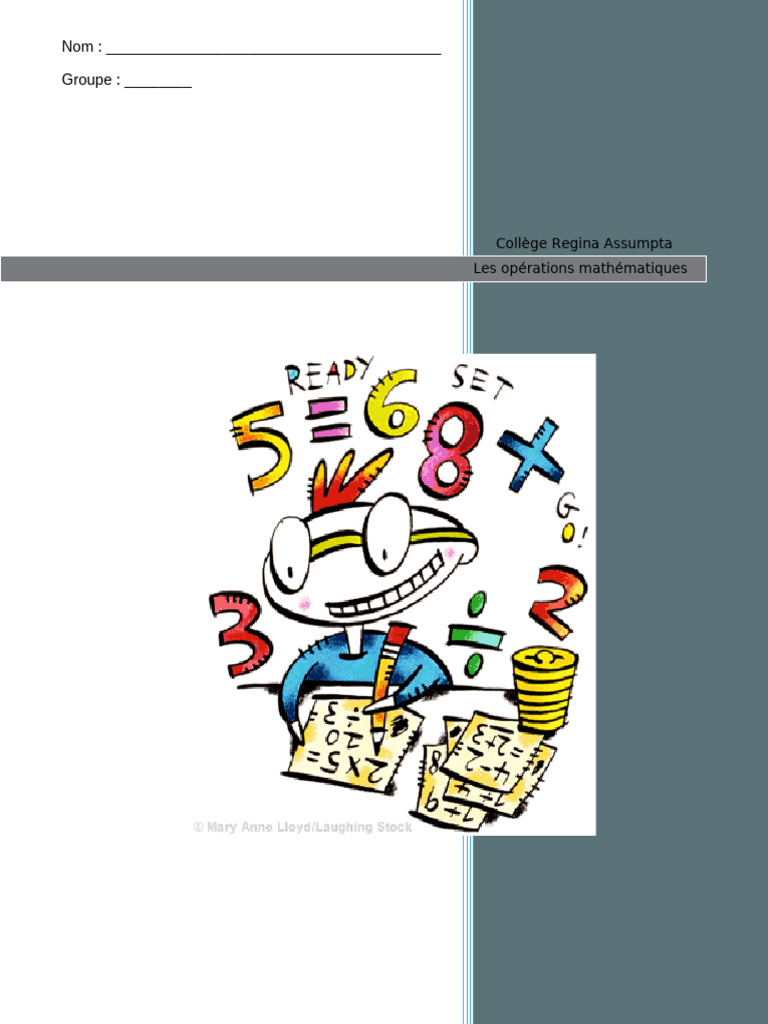 Opérations mathématiques pour 1ère secondaire | PDF | Entier relatif ...