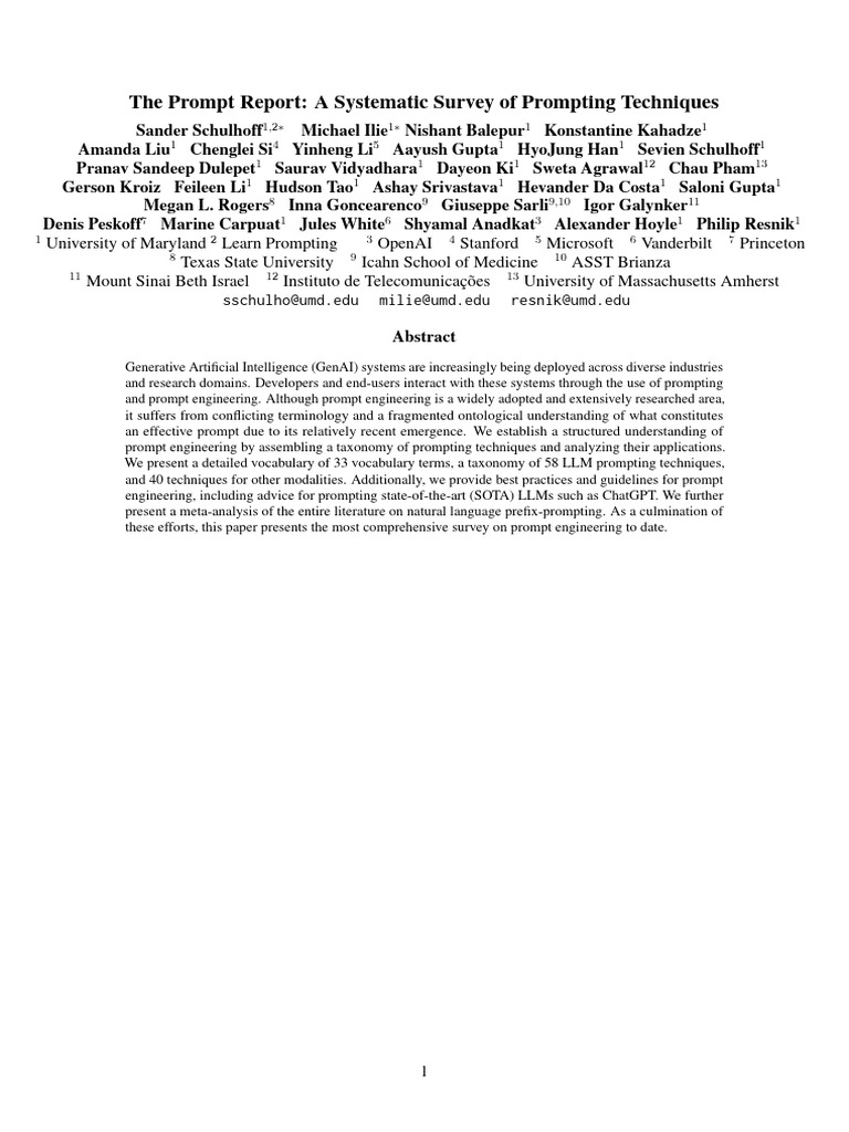 Systematic Survey of Prompt Techniques | PDF | Cognition | Artificial ...