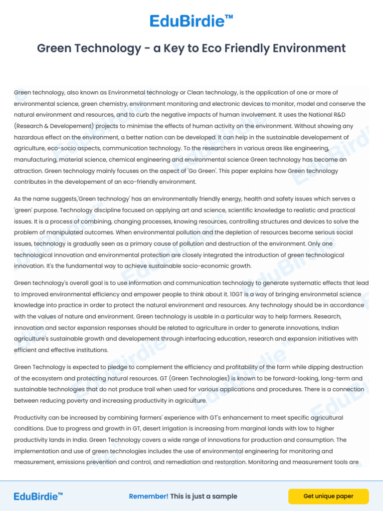 Green Technology for Sustainable Development | PDF | Environmental ...