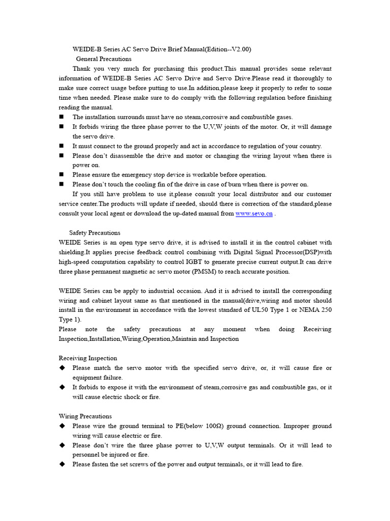 WWW Sevo CN | PDF | Electrical Wiring | Servomechanism