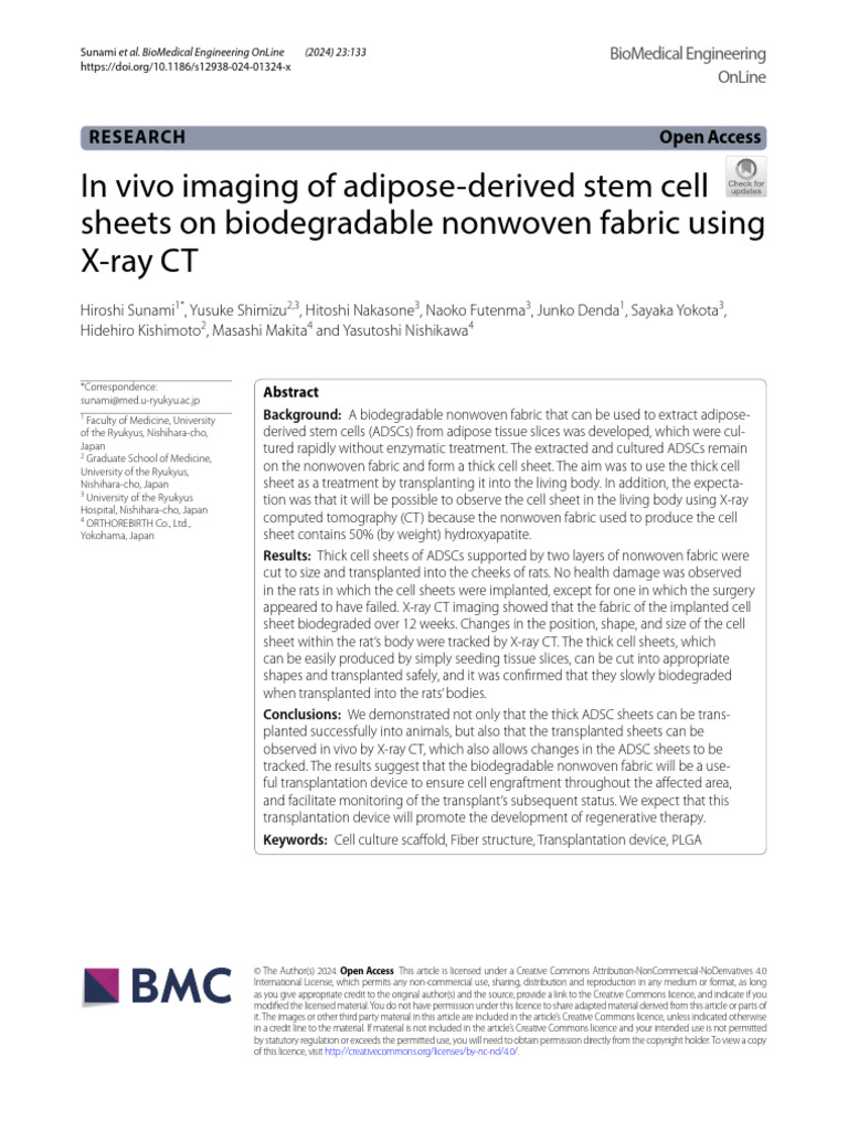 In vivo imaging of adipose-derived stem cell sheets on biodegradable ...