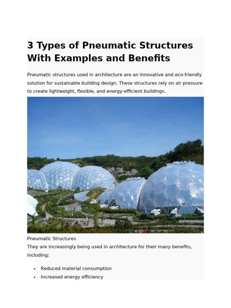 Types and Benefits of Pneumatic Structures | PDF | Efficient Energy Use ...
