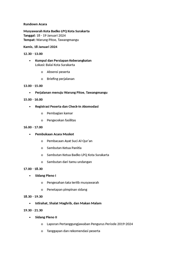 Rundown Acara | PDF