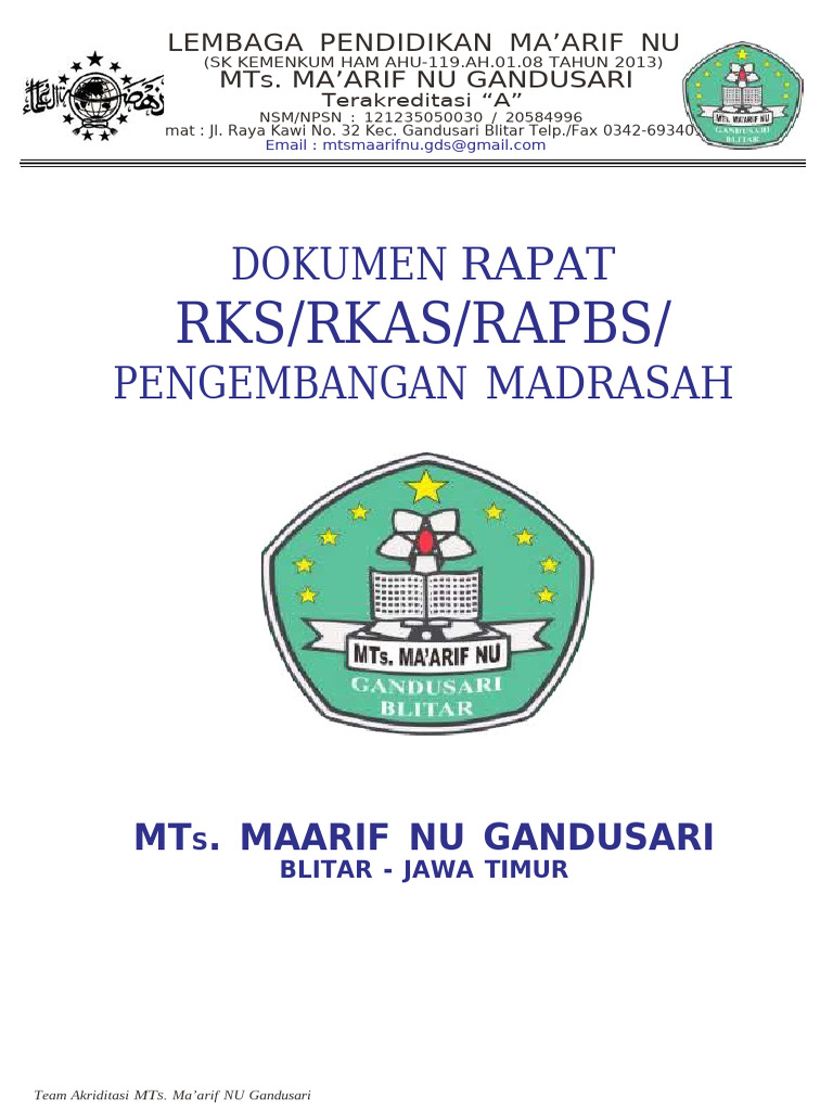 Rapat Penyusunan RKAM MTs Gandusari | PDF