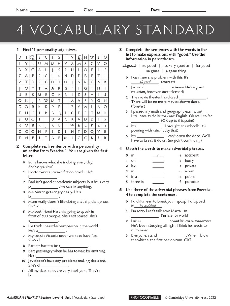 americanthink2ed-tr4-unit-4-vocabulary-standard-pdf-linguistics