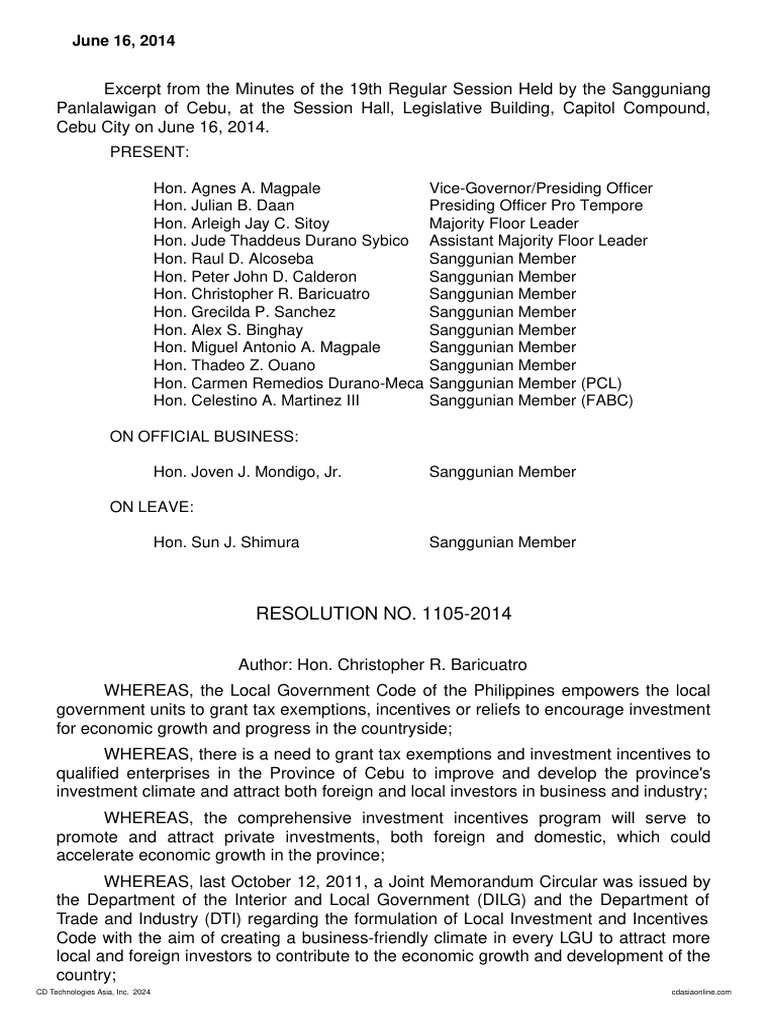 Cebu Investment and Incentives Code 2014 | PDF | Taxes | U.S ...