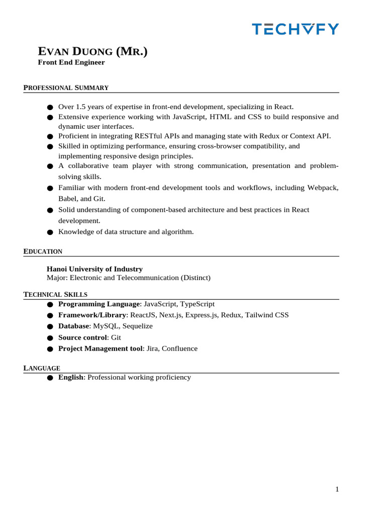 Front End Engineer Resume: React Expert | PDF | Computing | Software ...