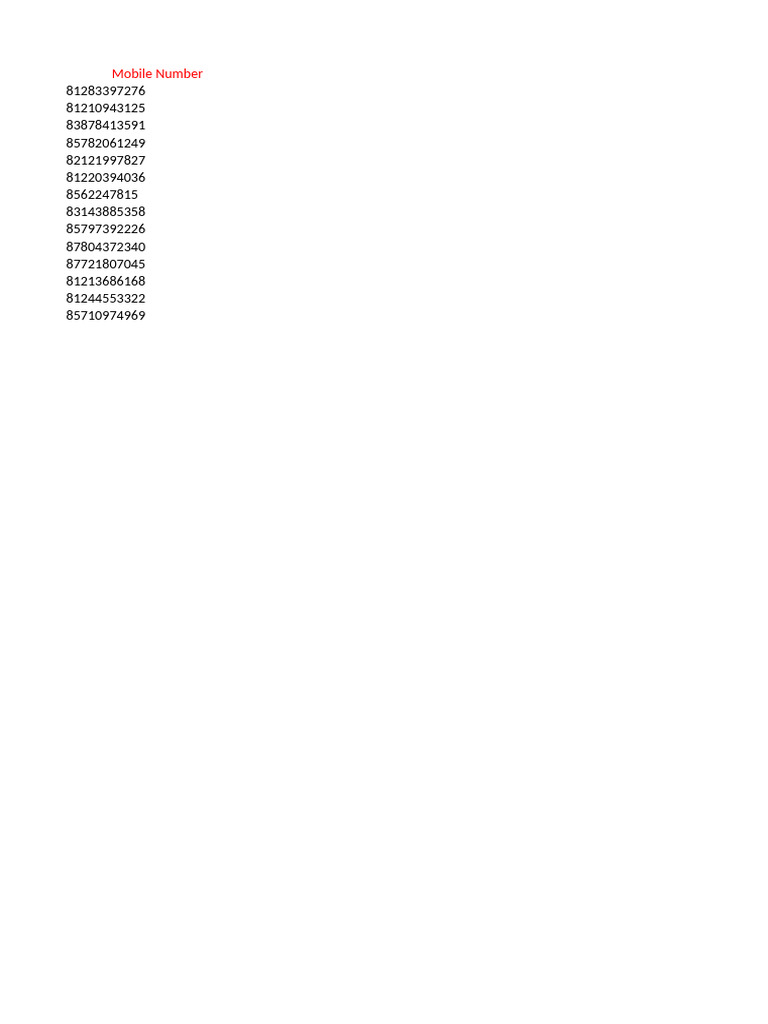Mobile Number | PDF