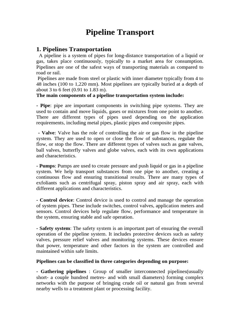 Overview of Pipeline Transportation | PDF | Valve | Oil Spill