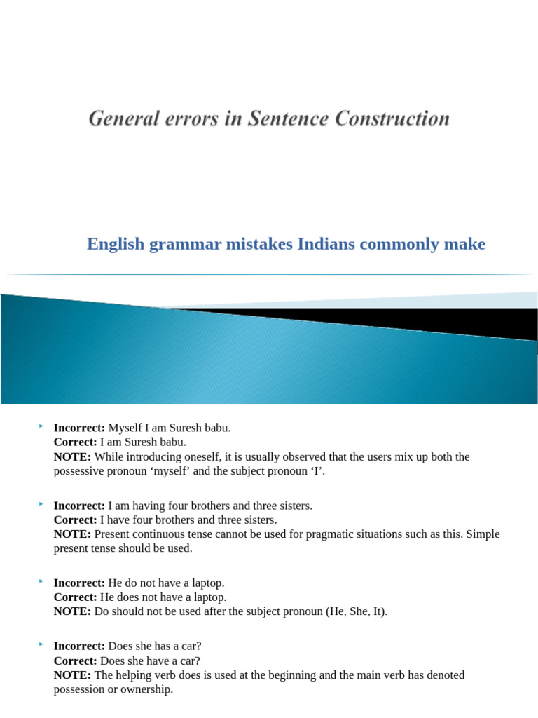 Common English Grammar Mistakes in India | PDF | Verb | Adverb