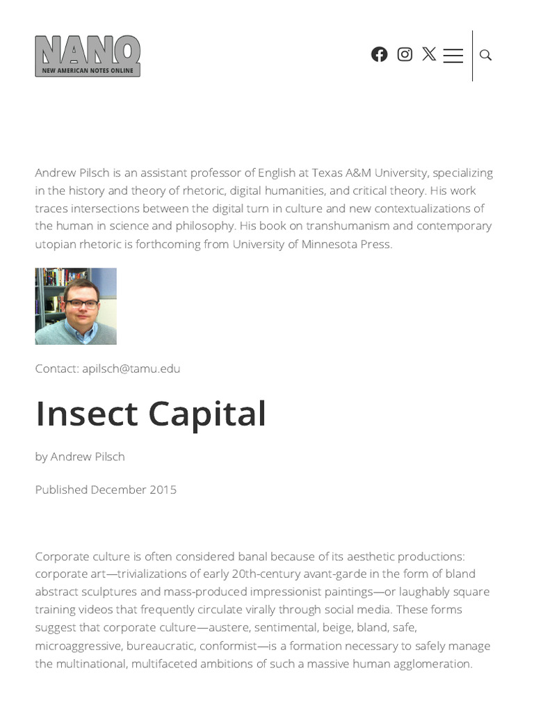 Insect Capital by Andrew Pilsch | PDF
