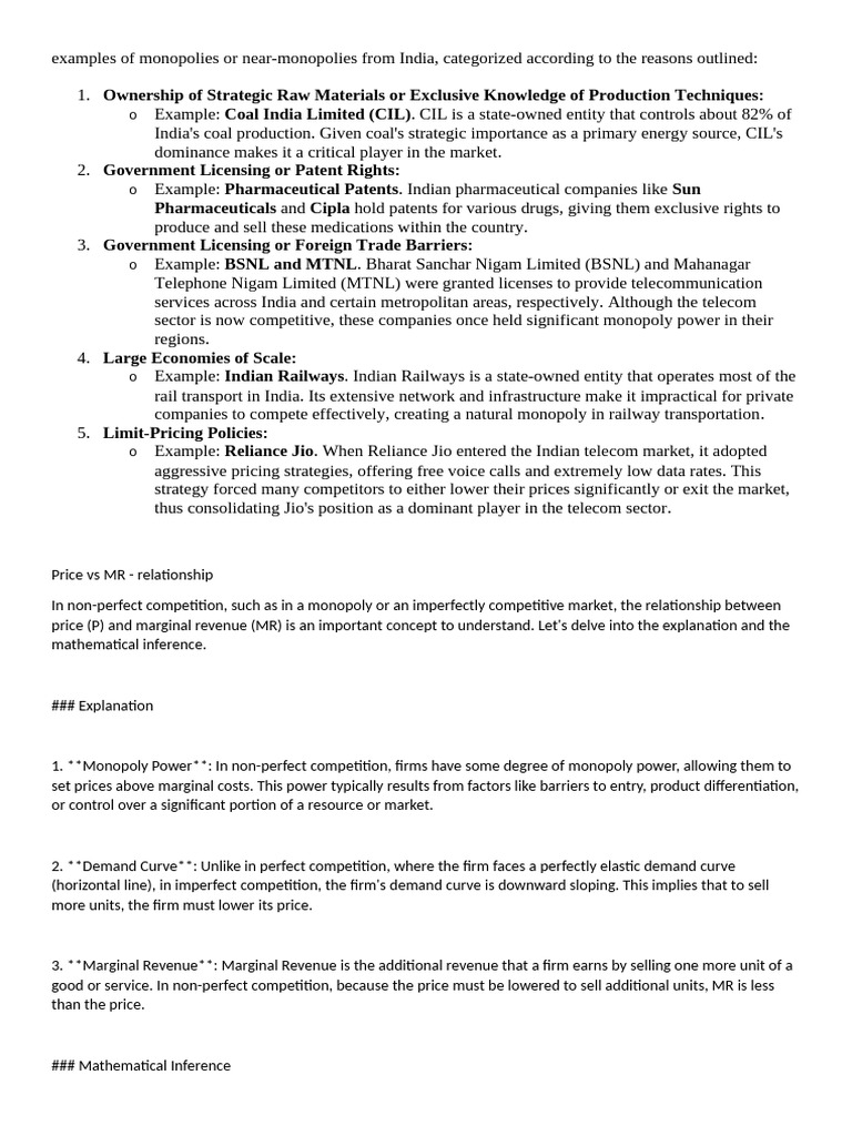 Monopoly - Class 1 Notes | PDF | Taxes | Monopoly