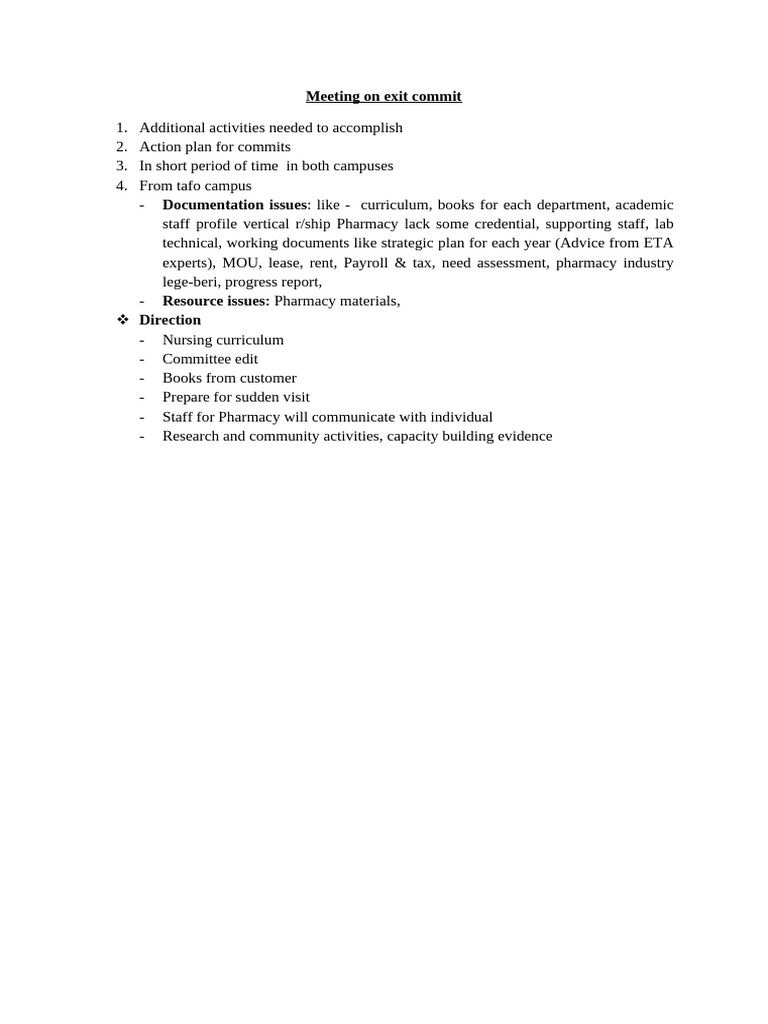 Meeting on Exit Commit | PDF