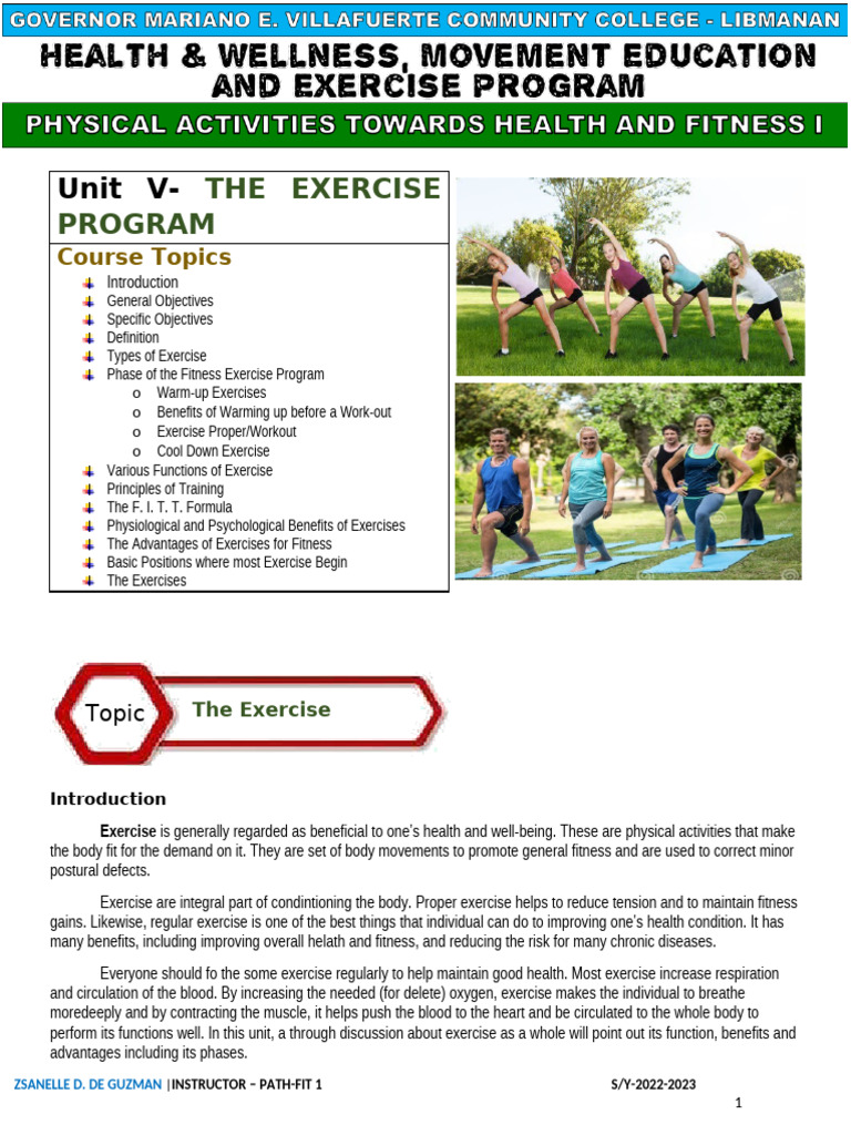 Unit 5 The Exercise Program | PDF | Physical Fitness | Strength Training