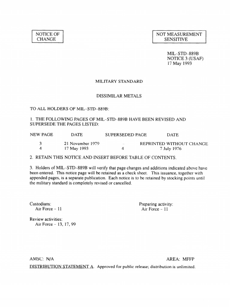 MIL-STD-889B Corrosion of Dissimilar Metals | PDF | Language Arts ...