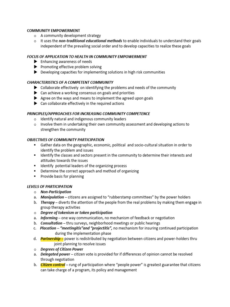 Community Empowerment Strategies for Health | PDF | Community | Risk