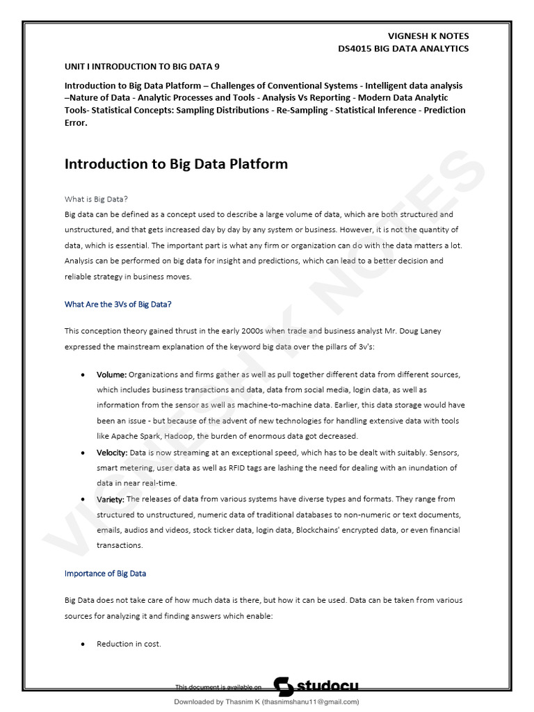 Big Data Analytics Overview and Tools | PDF | Big Data | Level Of ...
