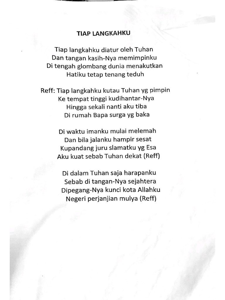 Lirik Lagu Tiap Langkah Ku | PDF