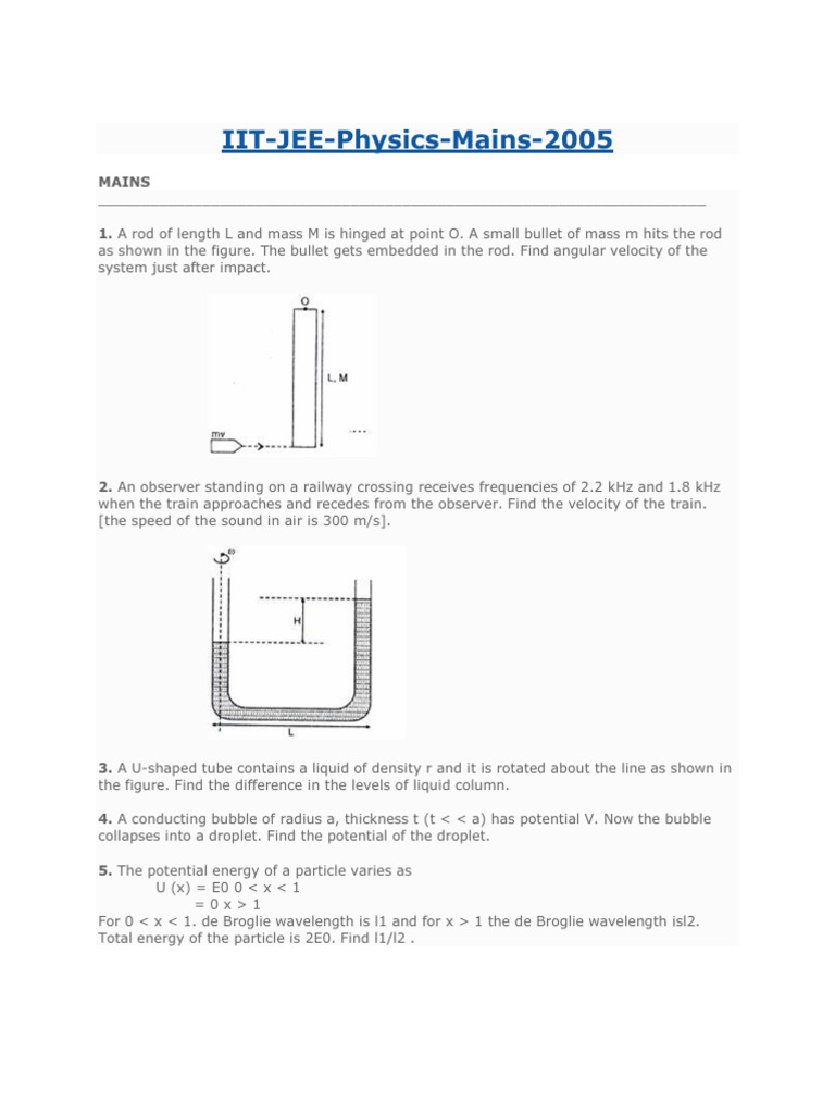 IIT-JEE Physics Problems 2005 | PDF | Waves | Atoms