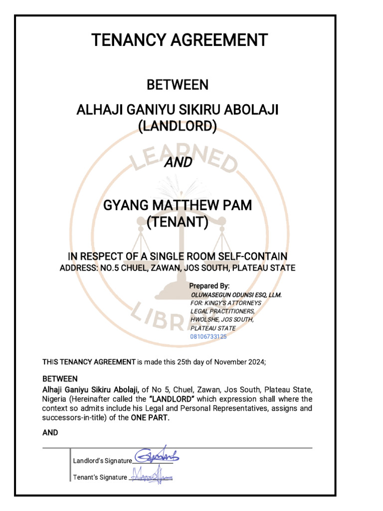 Tenancy Agreement Pdf Leasehold Estate Landlord