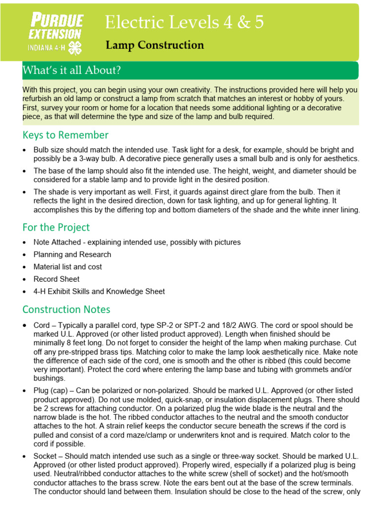DIY Lamp Construction Guide | PDF | Electrical Connector | Ac Power ...