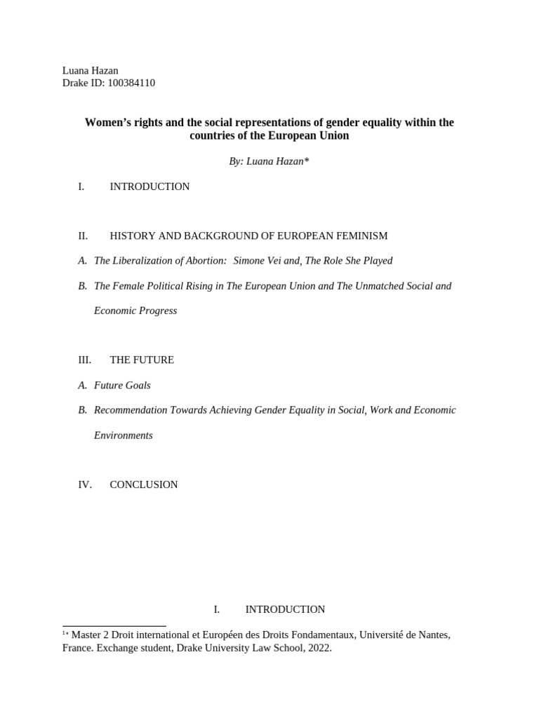 Gender Equality in the EU: Progress and Challenges | PDF | Cost Of ...