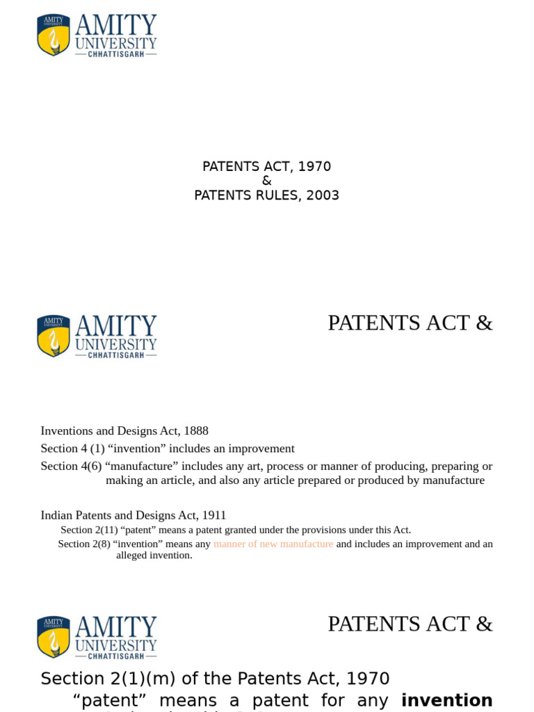 Overview of India's Patents Act 1970 | PDF | Patent | Invention