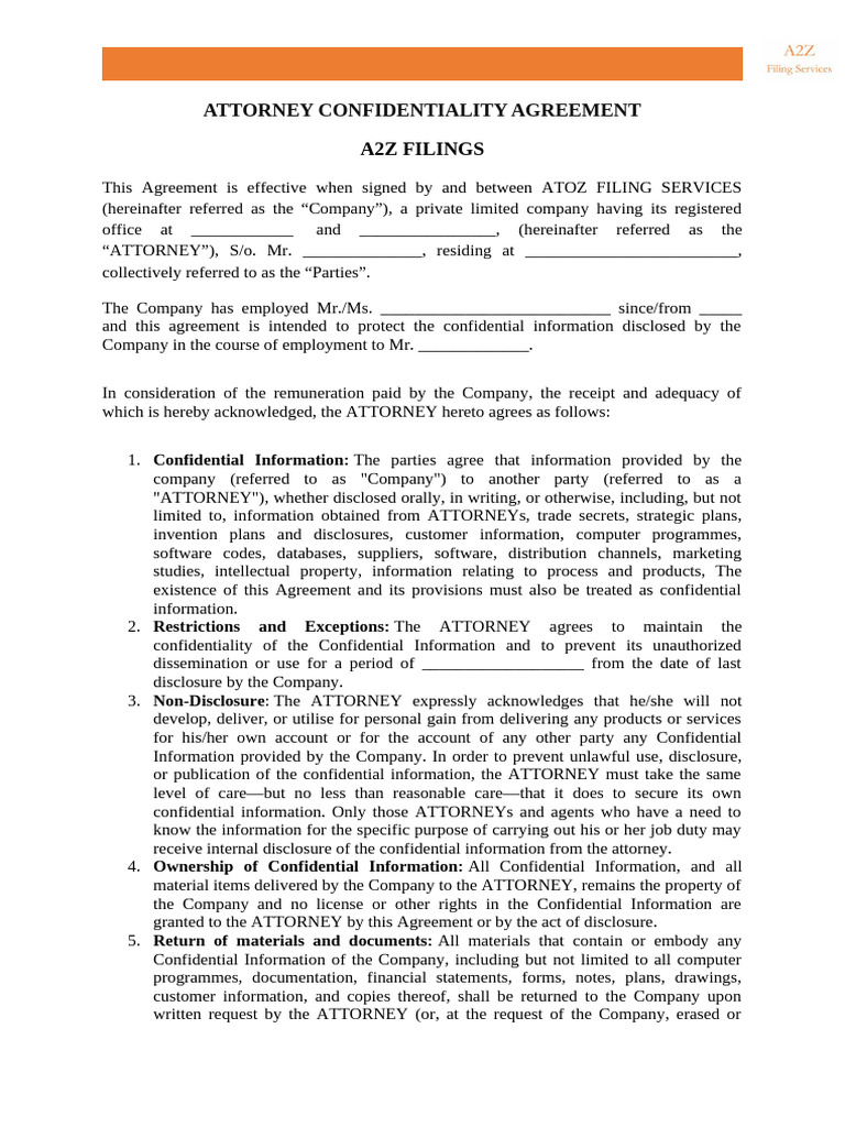 Attorney Confidentiality Agreement | PDF | Legal Remedy | Non ...
