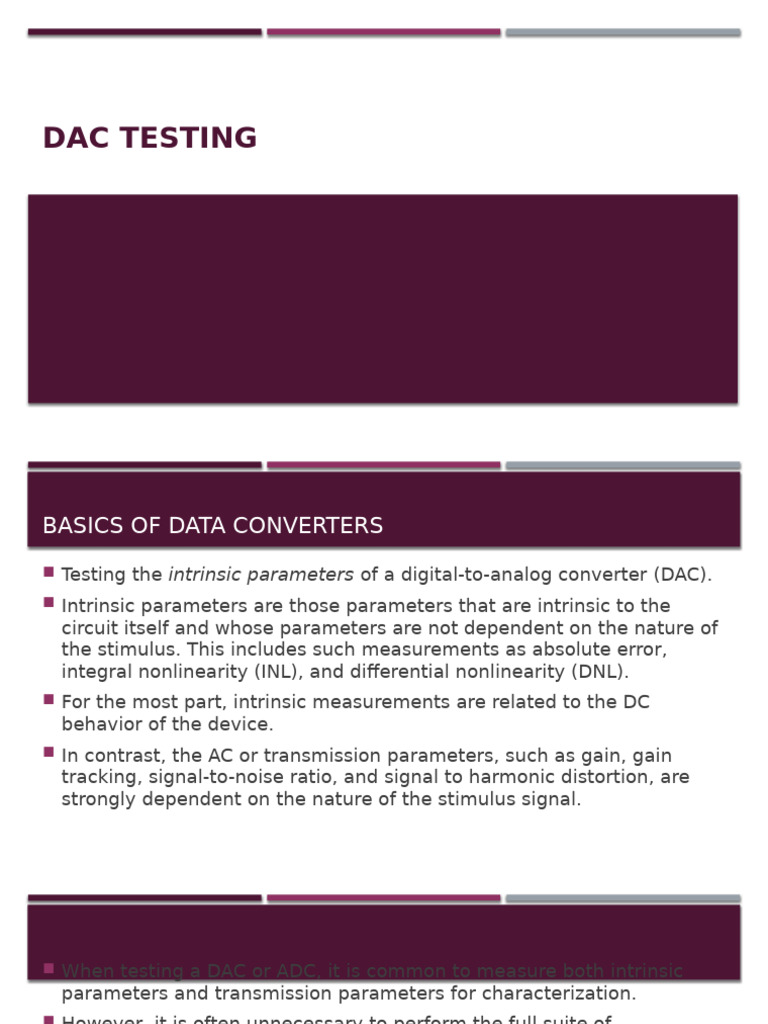 DAC Testing and Characterization Basics | PDF | Analog To Digital ...