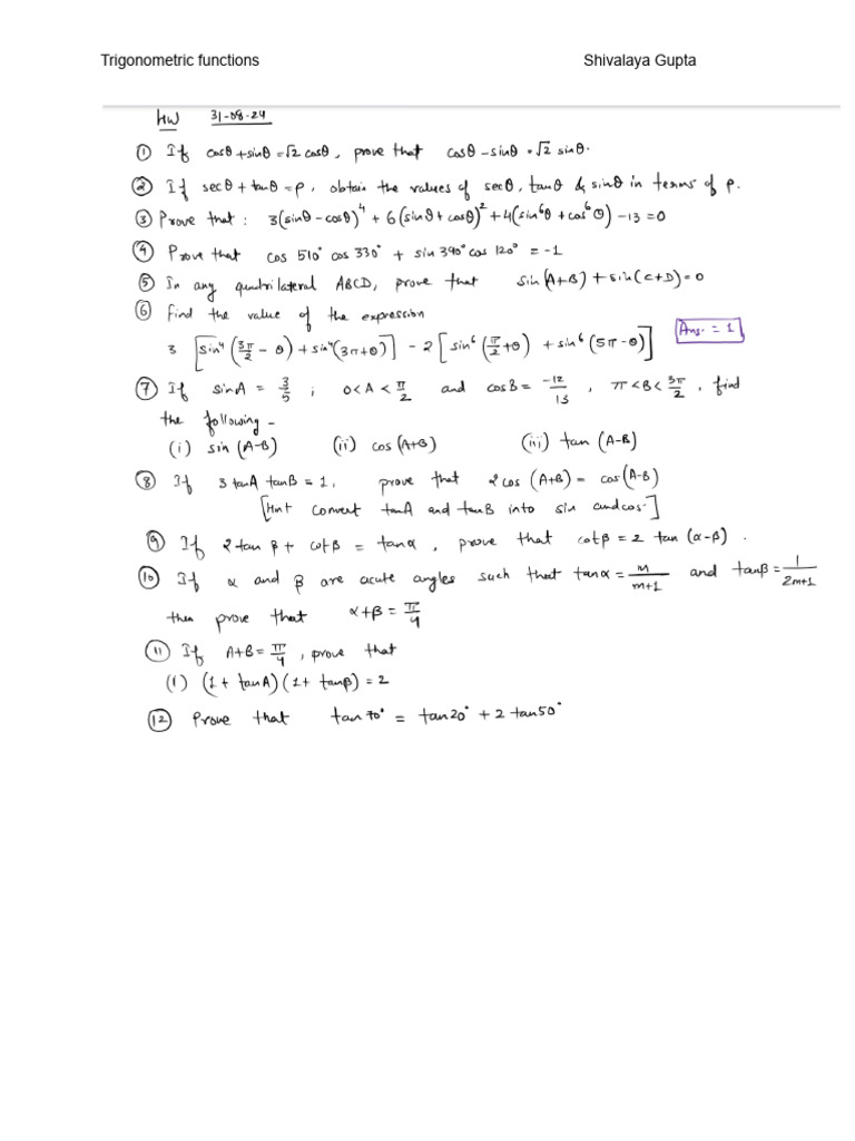 11th Trigonometric Functions Pdf