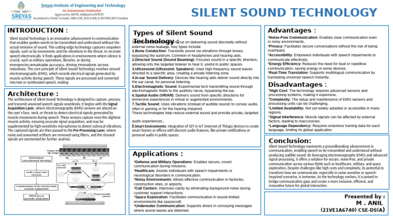 Silent Sound Technology Overview | PDF | Sound | Electromyography