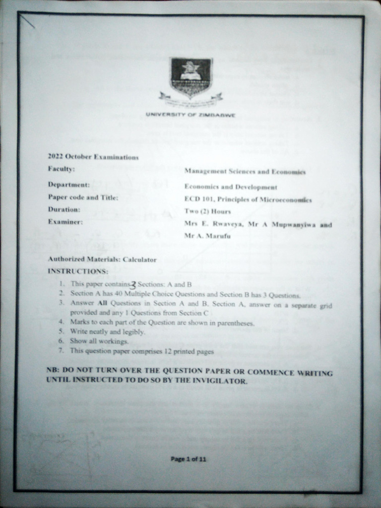 Ecd101 2022 Exam | PDF