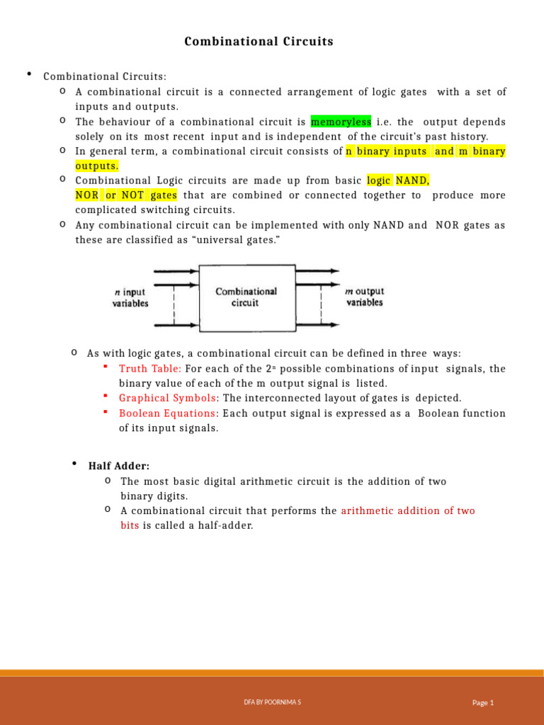Half Full Adder Pdf Logic Gate Electronics