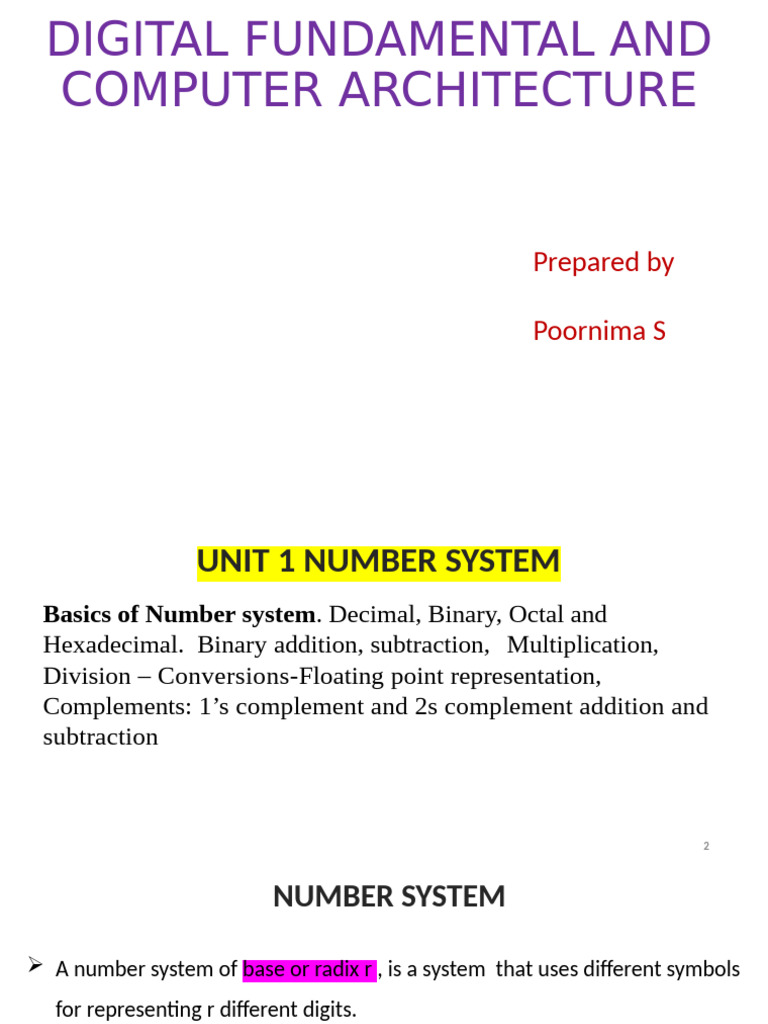 Number System - Digital Fundamental and Computer Architecture | PDF ...
