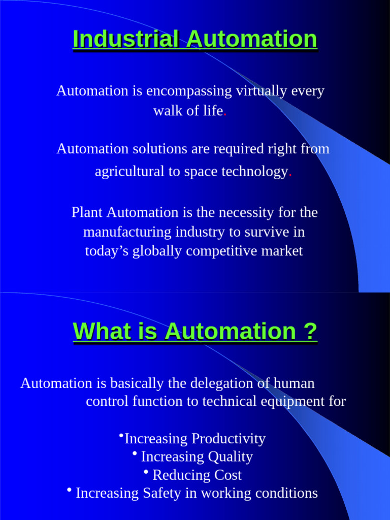Automation Presentation | PDF | Programmable Logic Controller | Automation