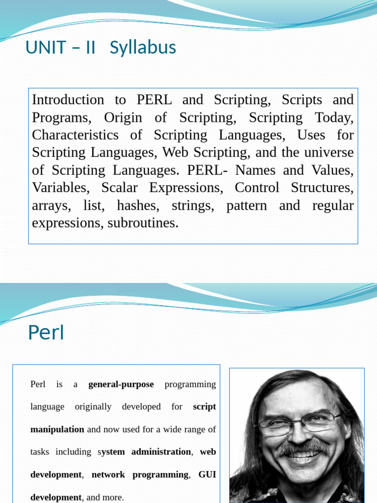 SL Unit-Ii Perl | PDF | Regular Expression | Variable (Computer Science)