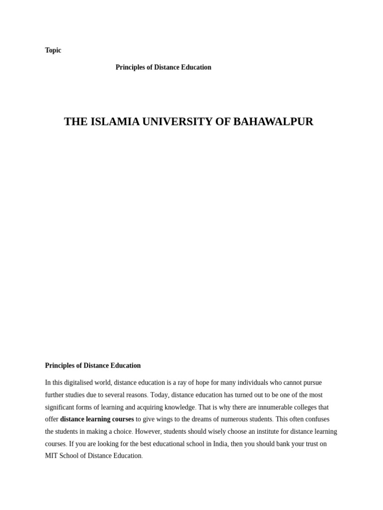Principles Of Distance Education Pdf Distance Education Learning