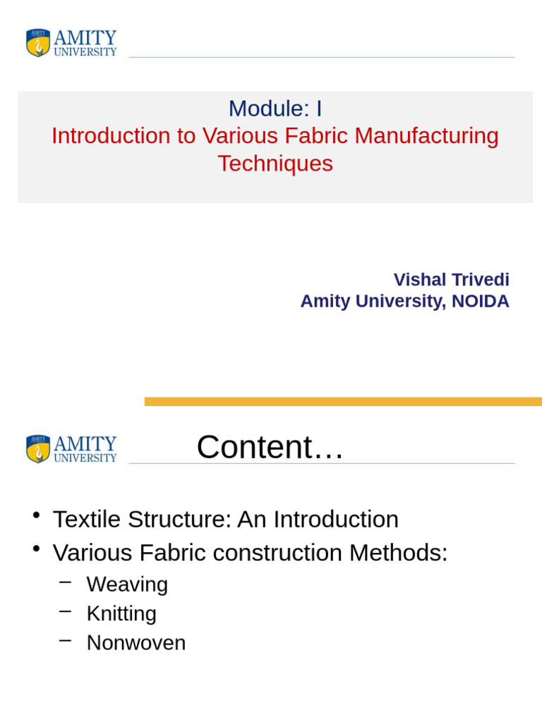 FOT - III Module I Fabric Prod. Techniques | PDF | Knitting | Textiles