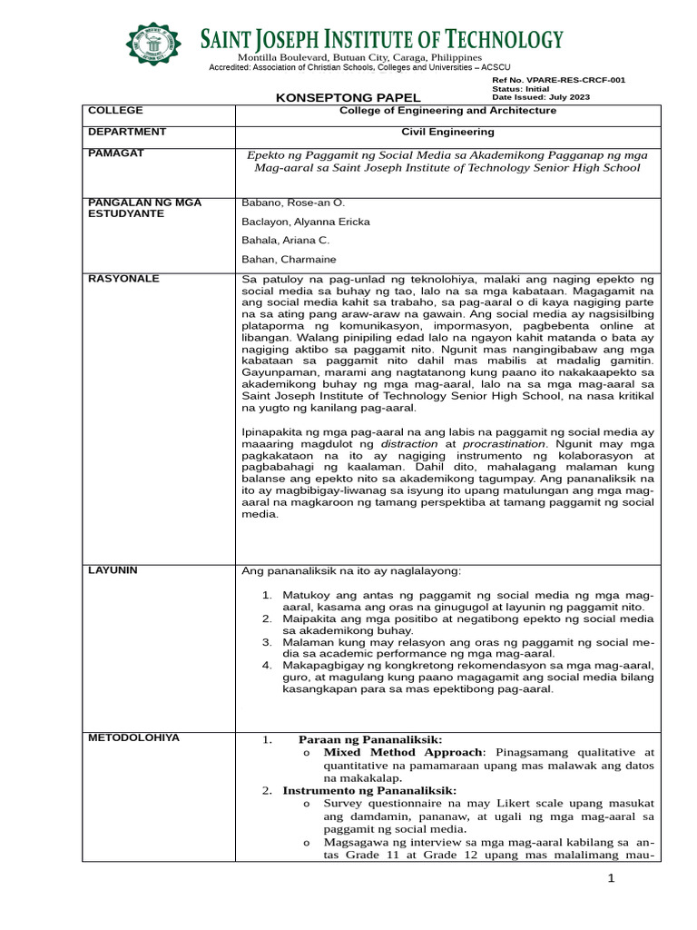 College Research Concept Form | PDF