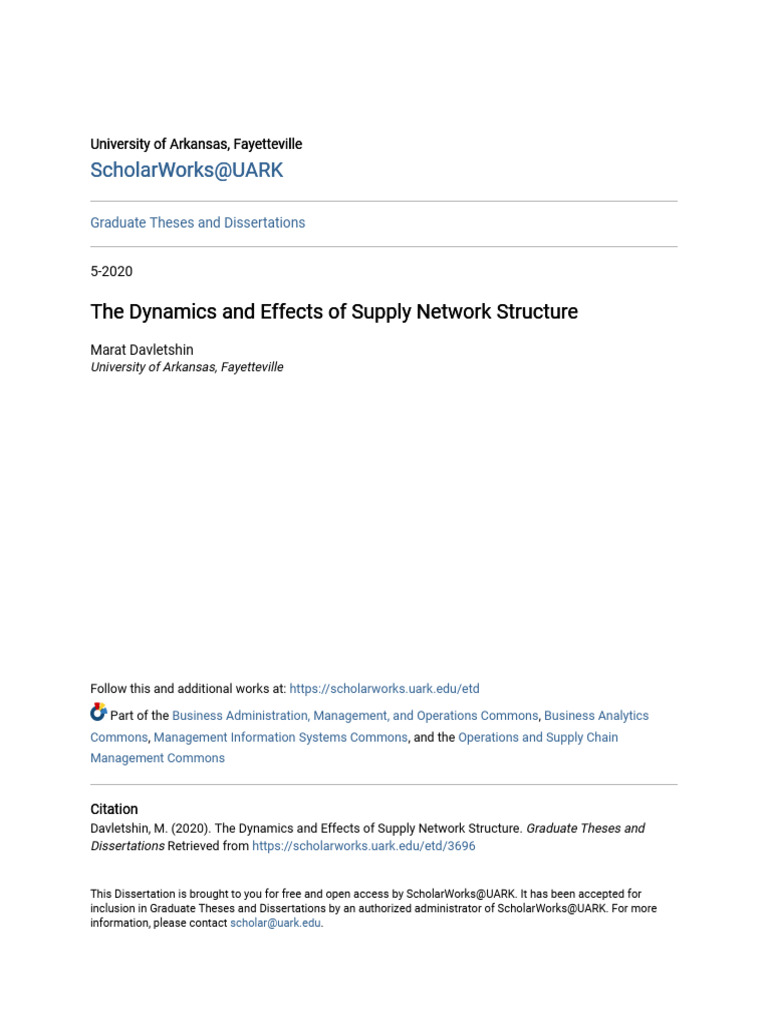 The Dynamics and Effects of Supply Network Structure | PDF ...