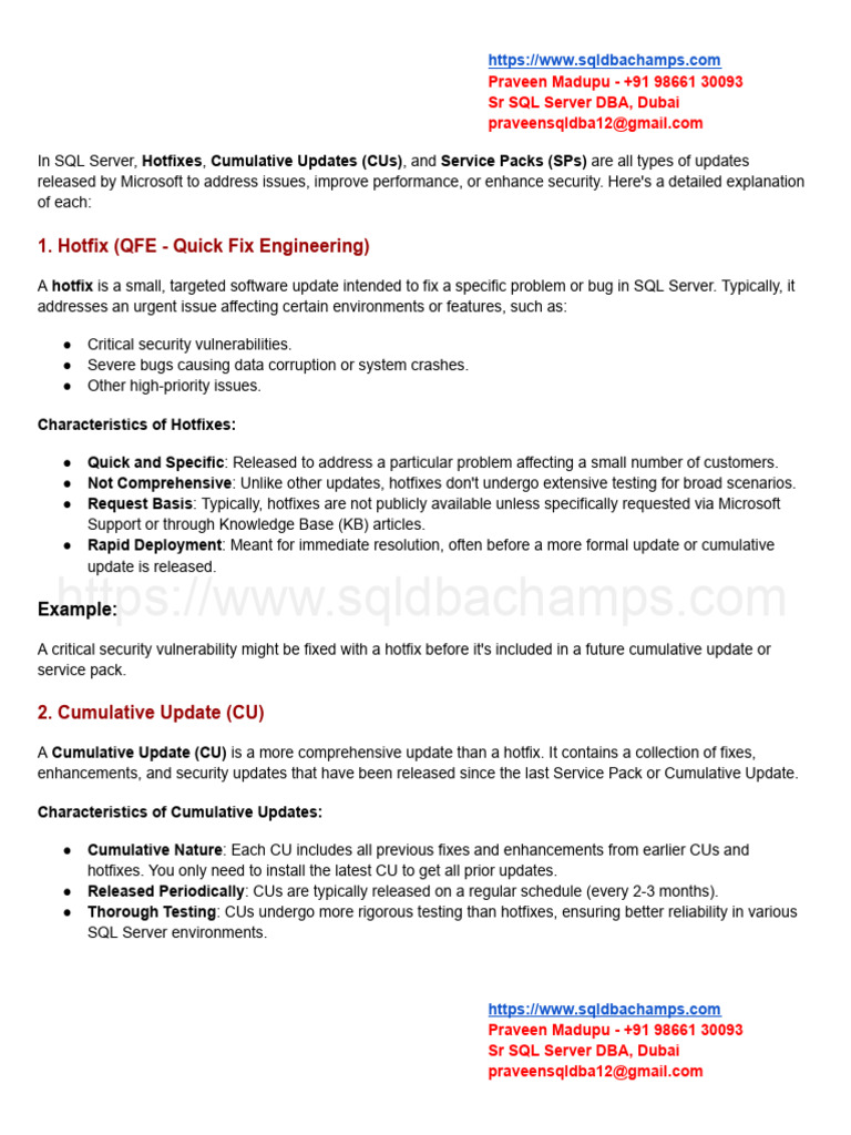 Service Packs, Hotfixes And Cumulative Upgrades – BDNE