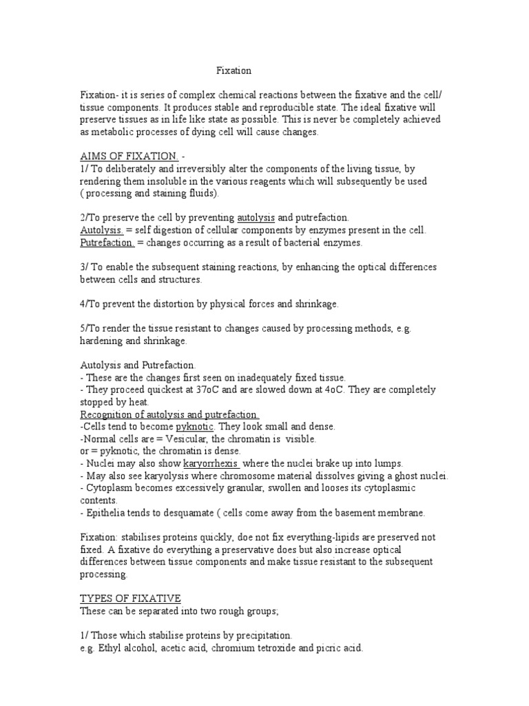 Fixation PDF Fixation (Histology) Formaldehyde