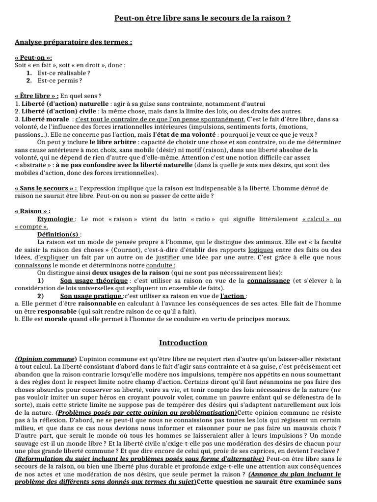 Liberté et Raison : Un Dilemme Éthique | PDF | Liberté | Raison