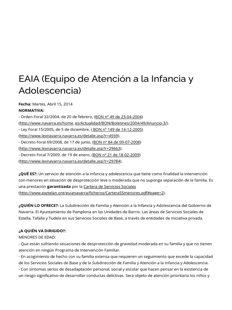 EAIA (Equipo de Atención A La Infancia y Adolescencia) - Gaztelan | PDF ...