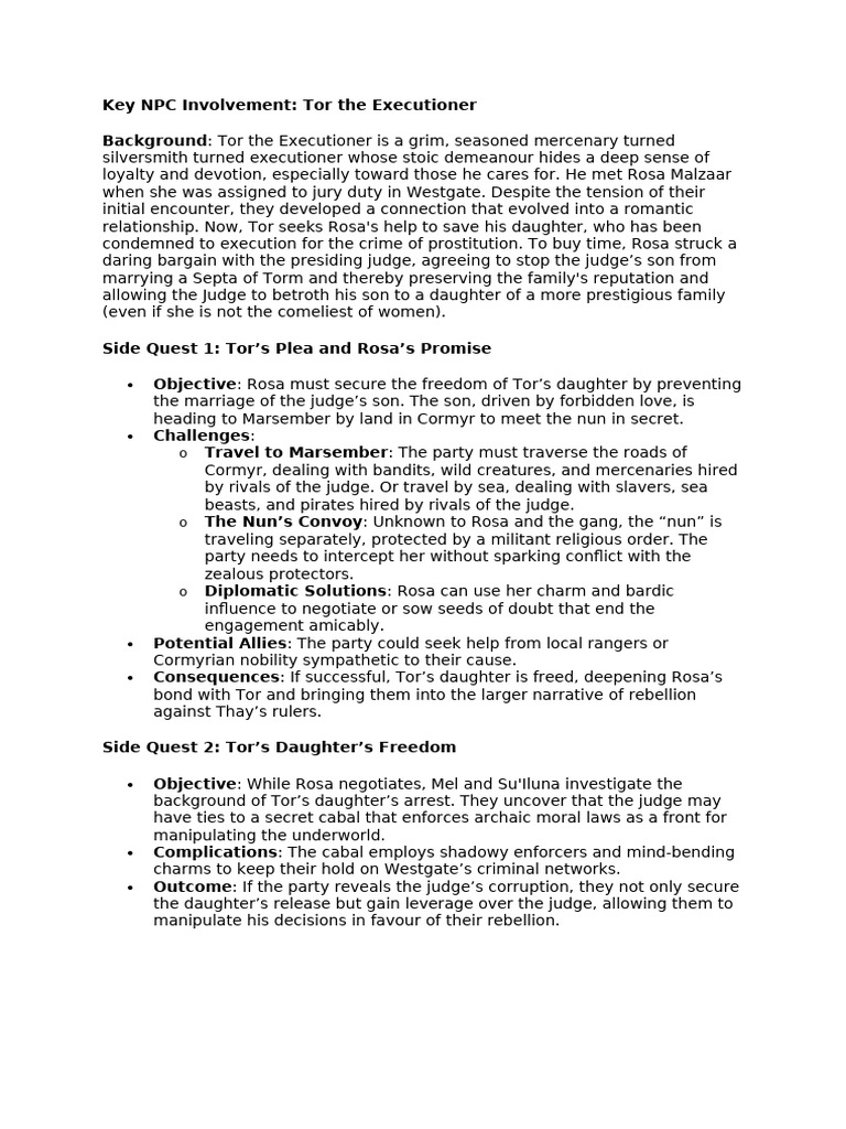 1a - Major NPC Involvement - Tor The Executioner | PDF