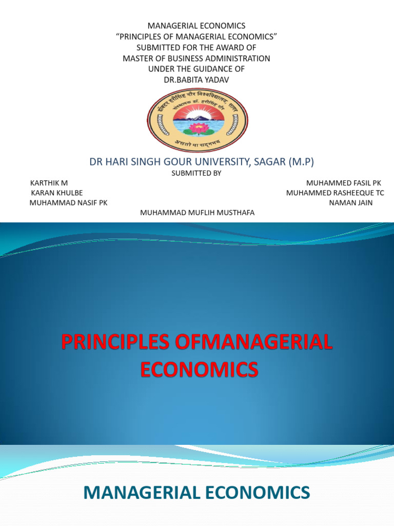 Principles of Managerial Economics | PDF | Opportunity Cost | Economics