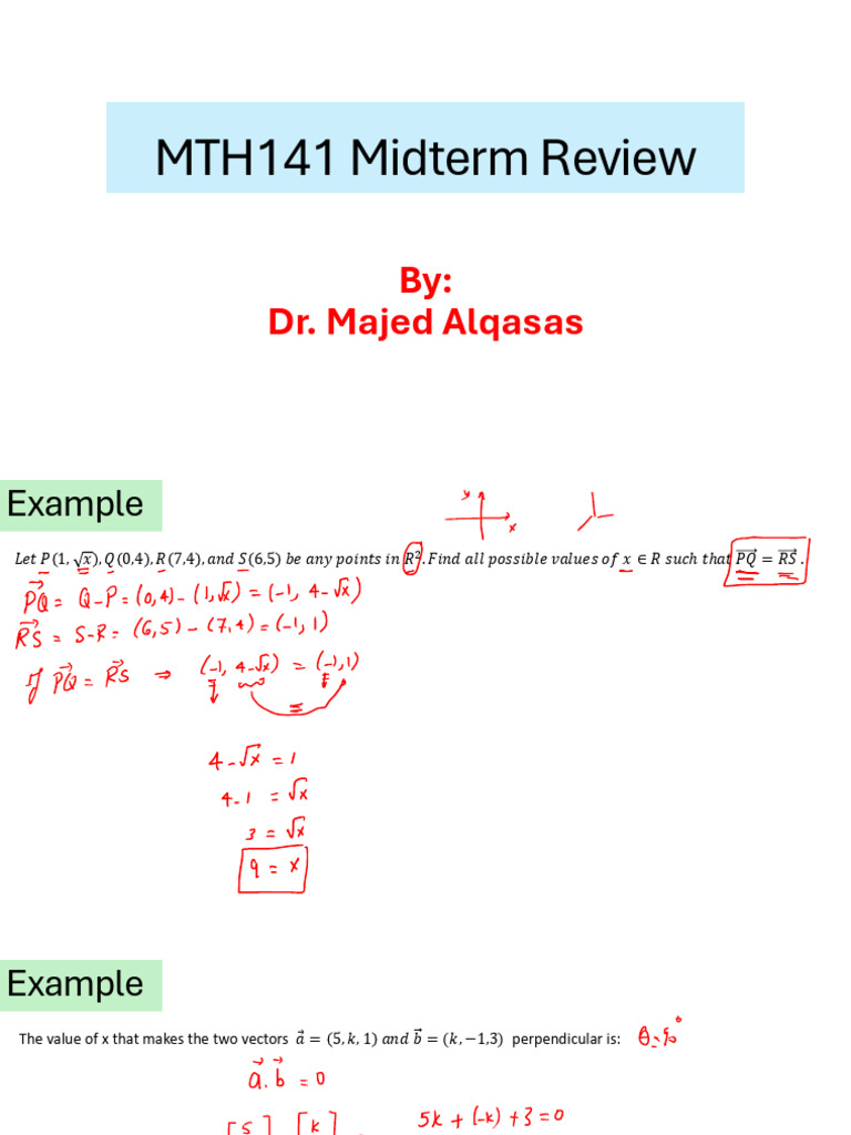 MTH141 Midterm Review Guide | PDF