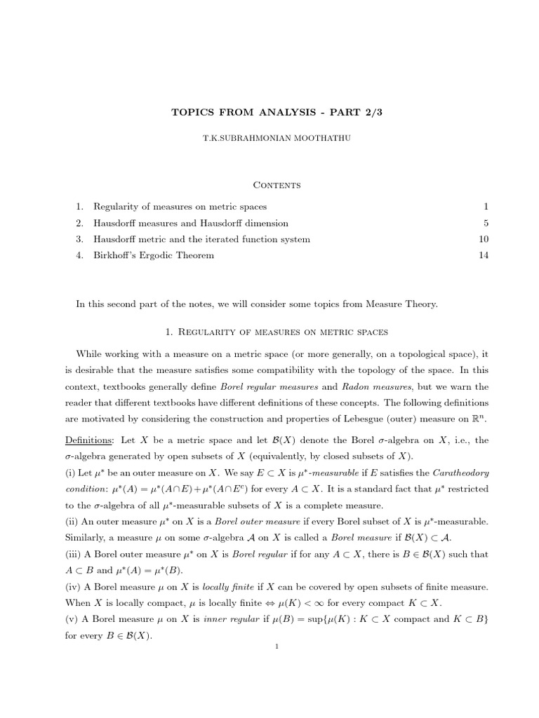 Regularity of Outer Measures | PDF | Measure (Mathematics) | Geometry